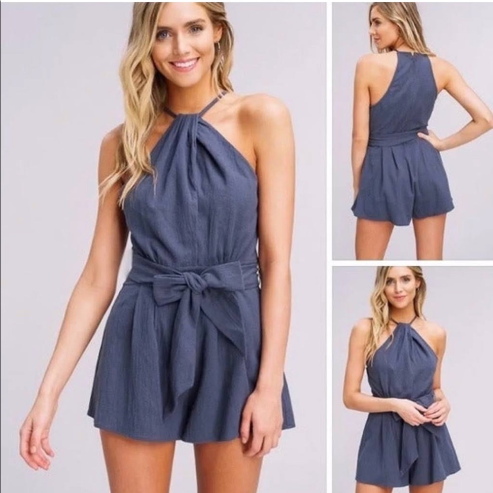 COPY - Listicle Navy Blue Romper NWOT